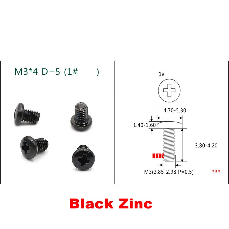 M3 Phillips Umbrella Round Head Machine Screws – Carbon Steel / 304 Stainless, 4–10mm, Multi Finishes