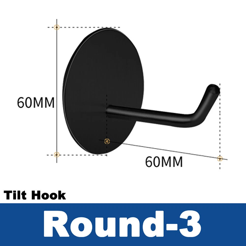 Stainless Steel Black Sticky Hooks Wall Mounted Self Adhesive Hook Round/Square