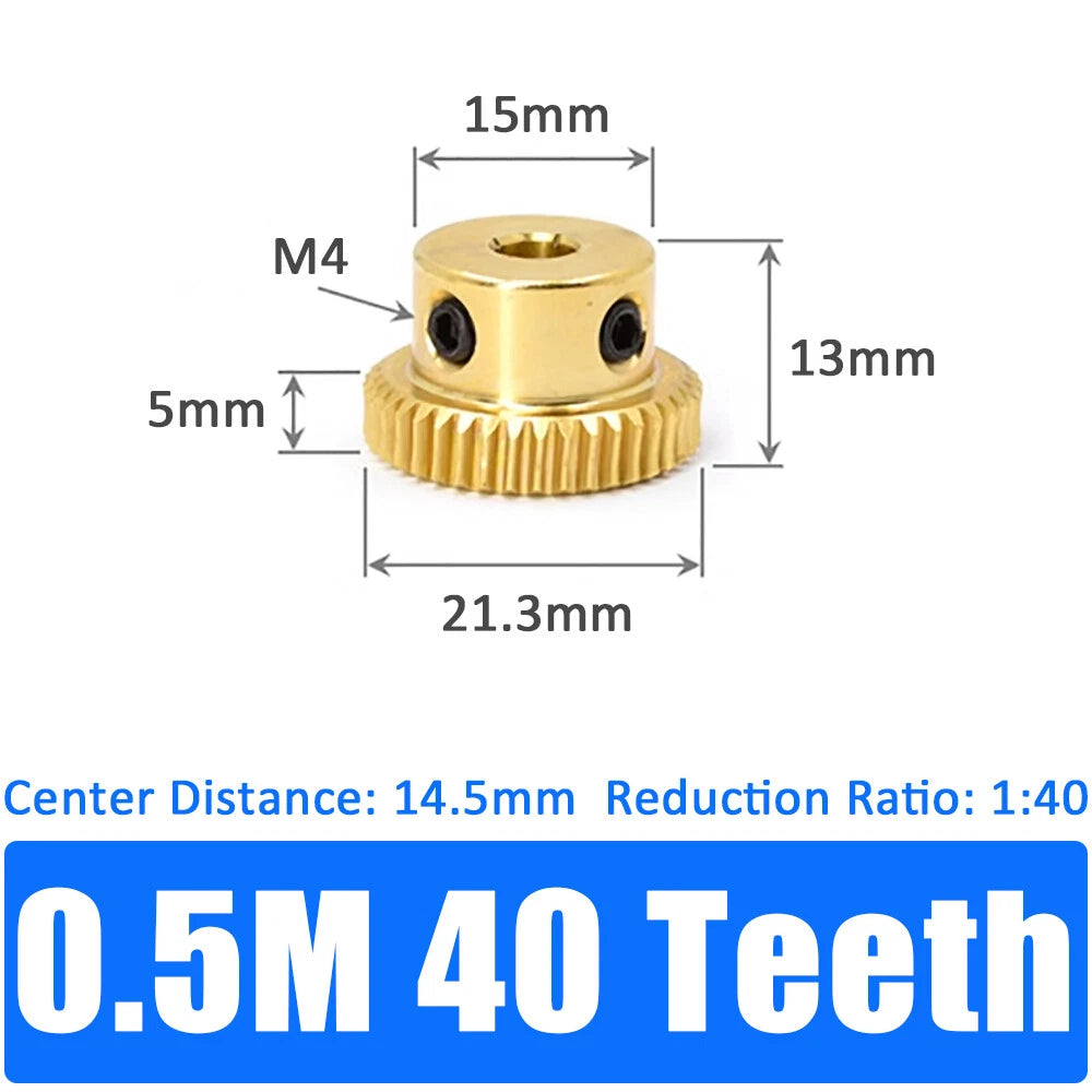 0.5/0.8/1/1.5 Module, 20 to 60 Teeth, Brass Worm Wheel Gear Shaft Hole 4mm-12mm