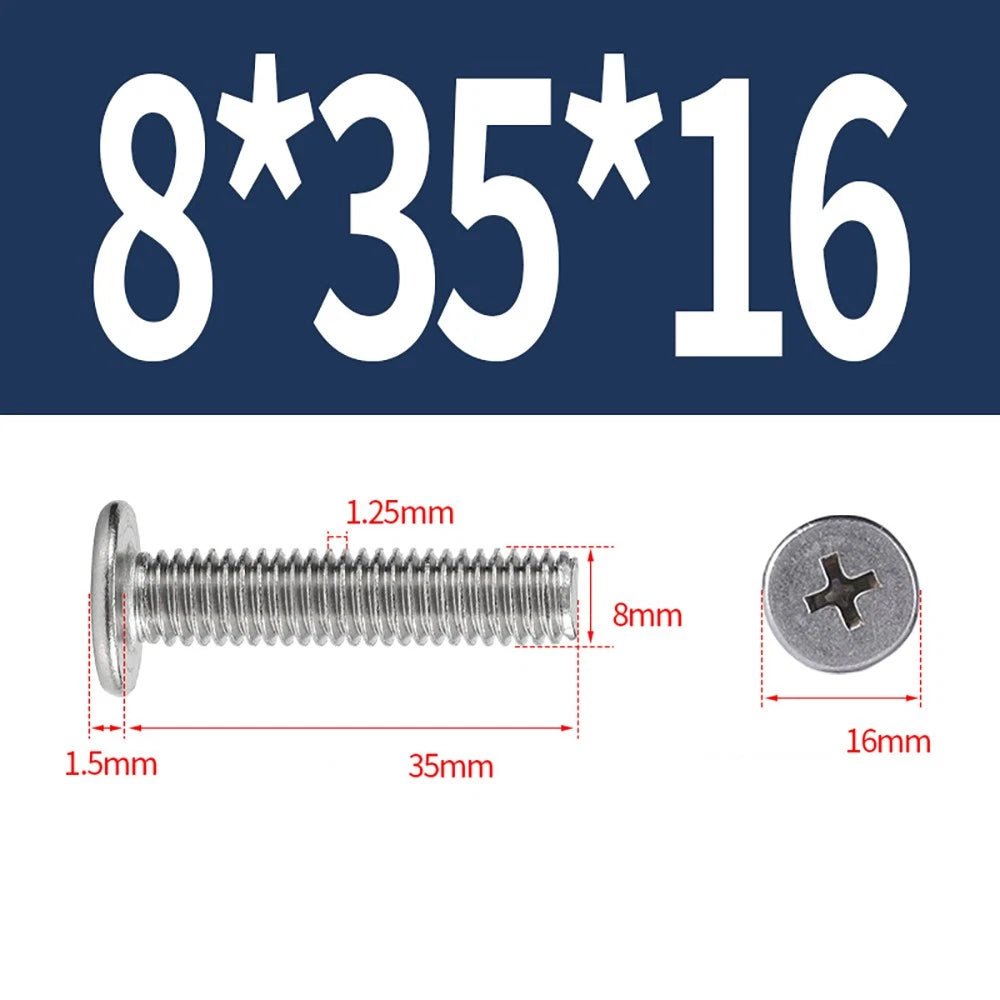 M8 White Phillips Countersunk Screws A2 Stainless Steel | 16mm Head - HomeDIYer