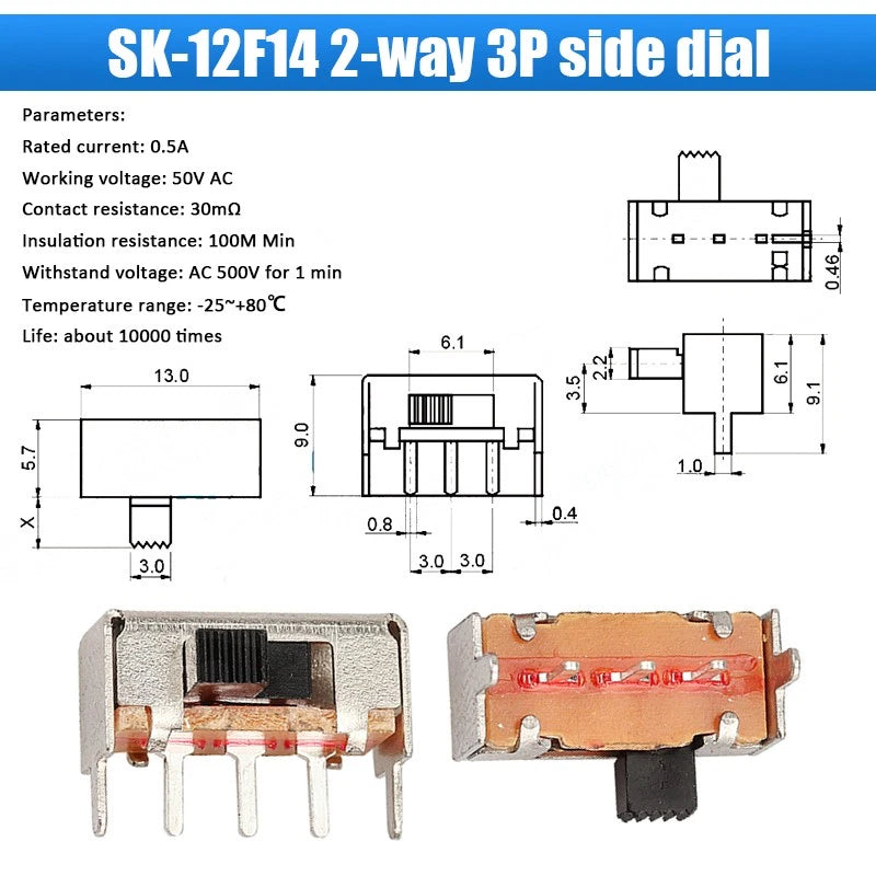 Miniature Slide Switch — SS SK MSK MSS Series, 2–8 Pin, Single/Double Row, PCB Mount