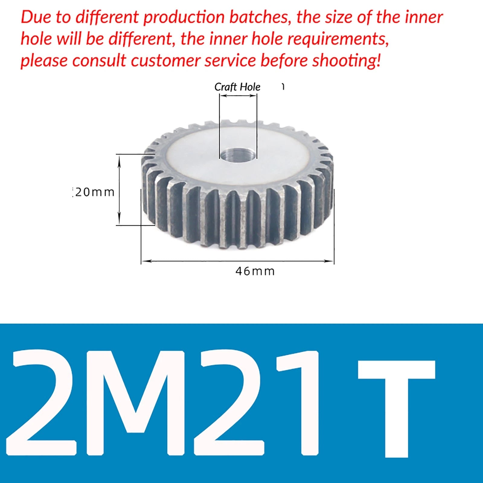 Mod 2 45# Steel Spur Gears Pinion Gear Thickn 20mm 10T - 100T Transmission Gear