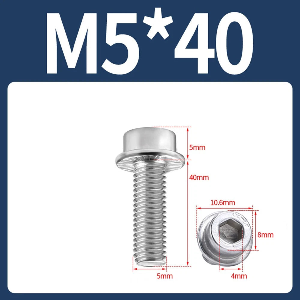 M5–M12 Flange Cap Head Hex Socket Screws – 304 Stainless Steel, Fully Threaded (8–60mm)