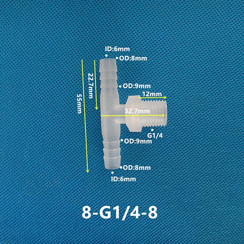 Plastic Male Thread 3-Way Hose Barb Connector — BSP & Metric, Equal Diameter