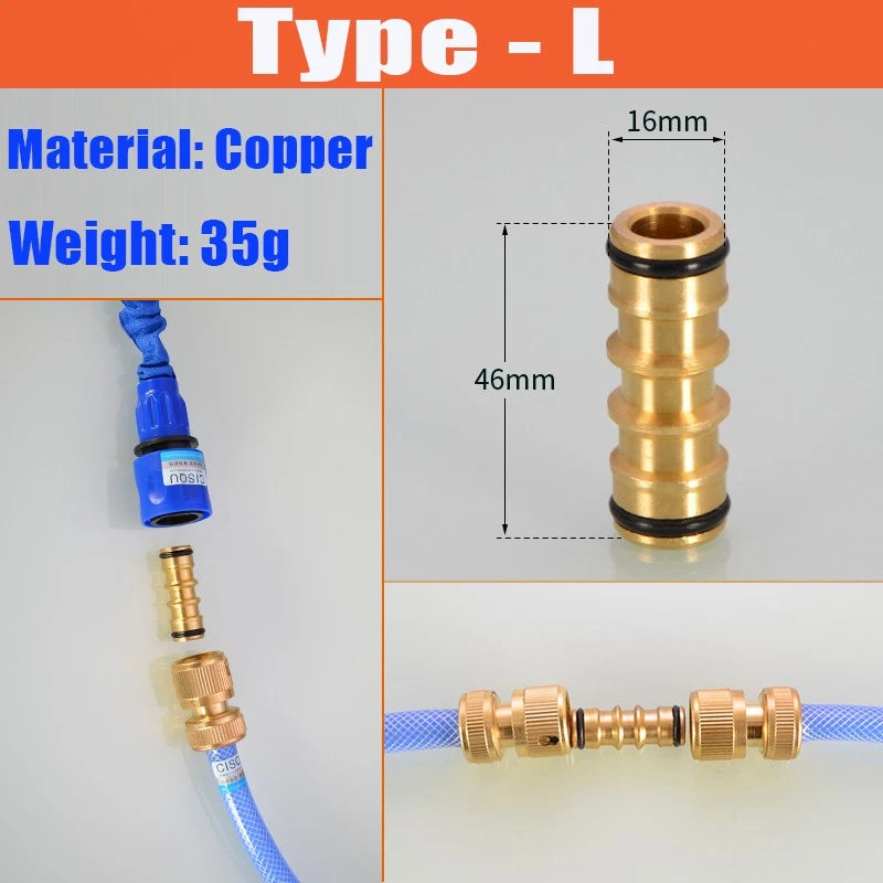 Water Stop Copper Quick Connect Hose Fitting — Male Thread Garden Tap Snap-On Connector