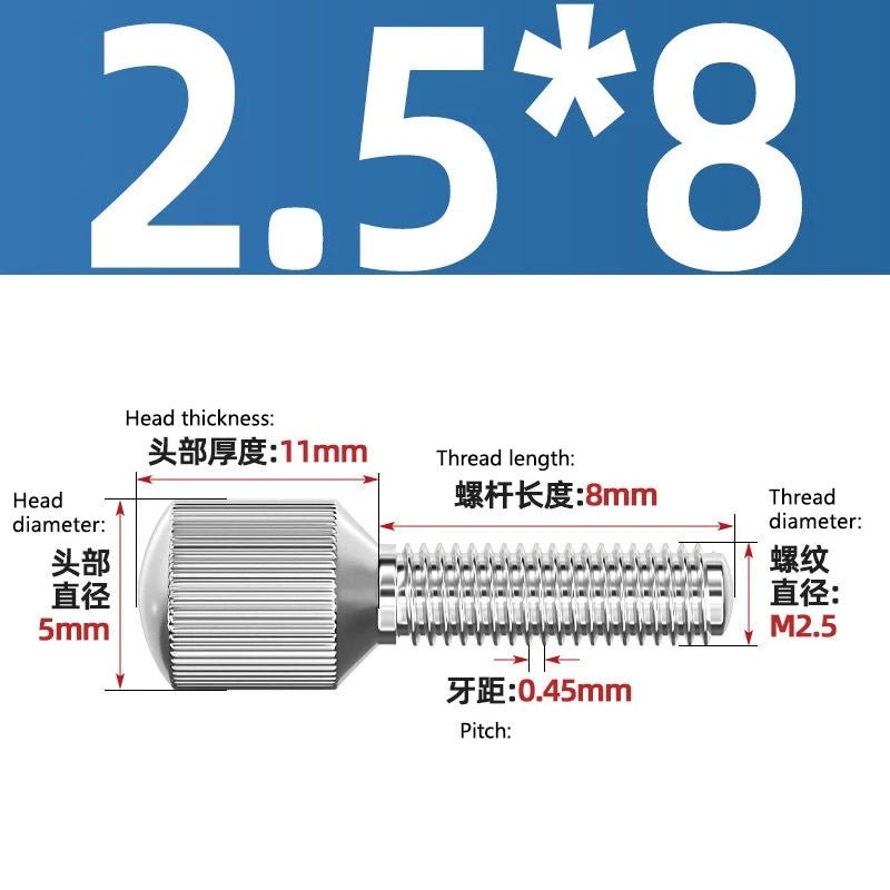 A2 Stainless Steel Knurled Thumb Screws – Small Head, Hand Tighten Fasteners (M2 to M8) - HomeDIYer