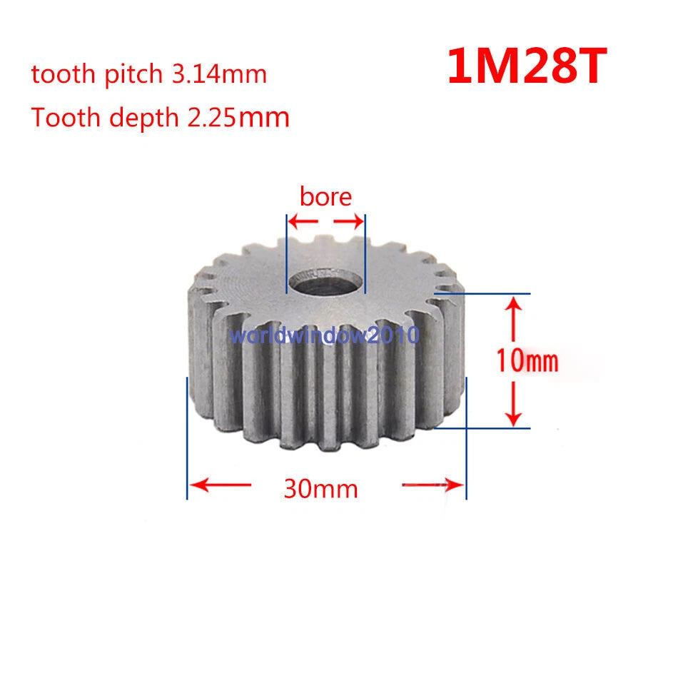 45# Steel Spur Gear 1M12T-1M100T Metal Mod 1 Pinion Gear 12-100 Tooth Moter Gear