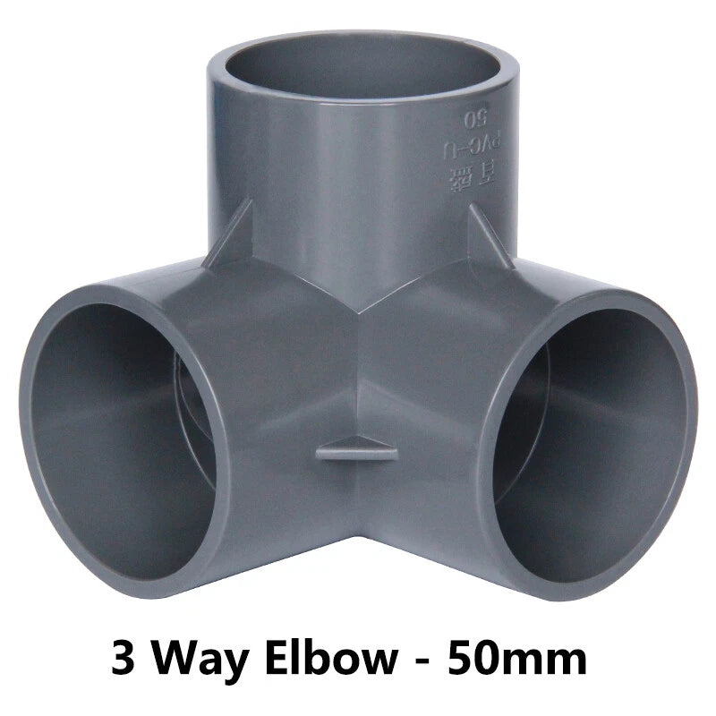 PVC 3 4 5 6-Way Elbow Connector Coupling Pipe Fittings Dia 20 25 32 40 50mm Grey