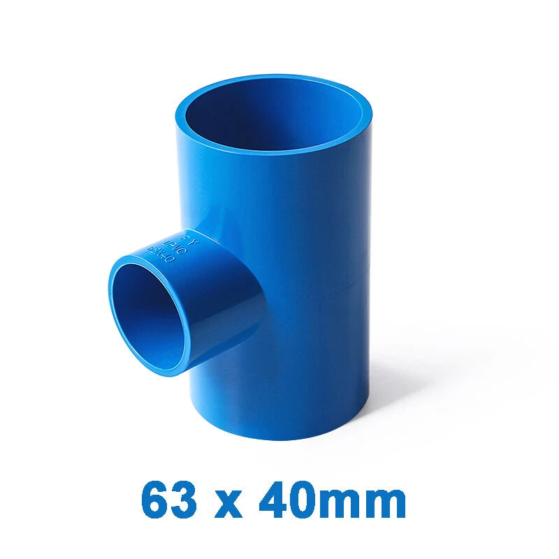 PVC Reducing Tee Pipe & Fittings Solvent Weld Pressure Adapter Connector Blue
