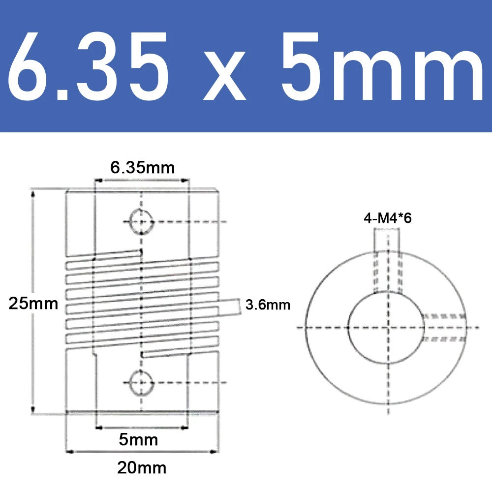 Inner Orifice 5-10mm Flexible Shaft Coupling Rigid Stepper Motor Coupler D20*L25