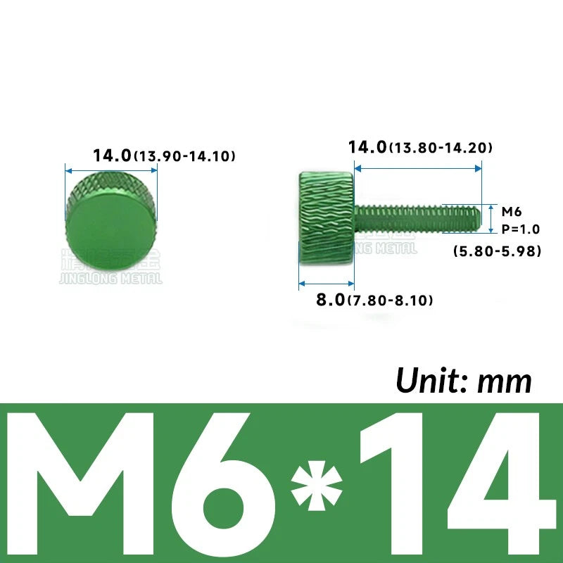 M6 Knurled Thumb Screws Aluminum Alloy DIY Hand Tighten Grip Knob Adjustmen Bolt
