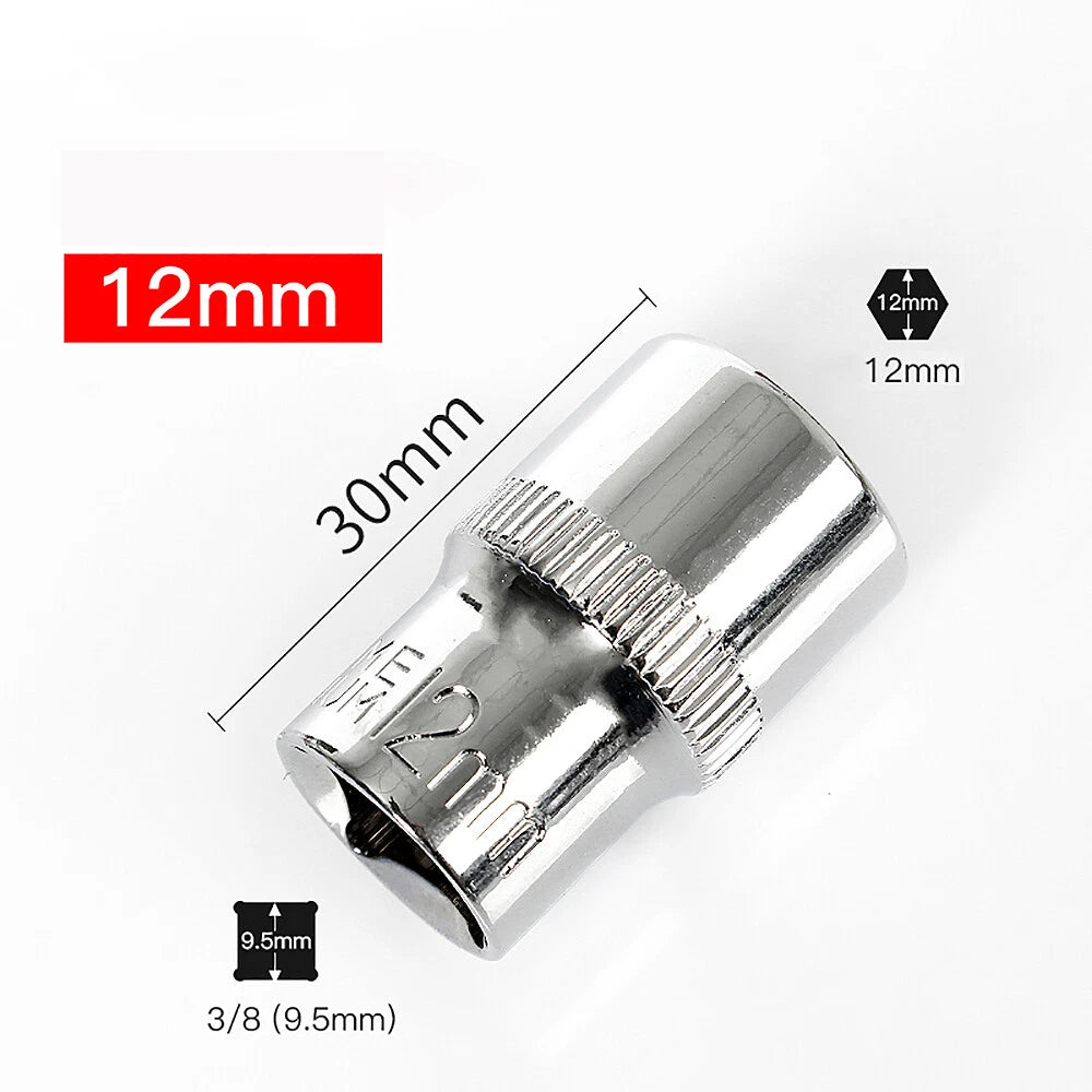 3/8" 6mm-24mm Hex Socket Drive Screwdriver Drill Set Ratchet Wrench Adapter Rod