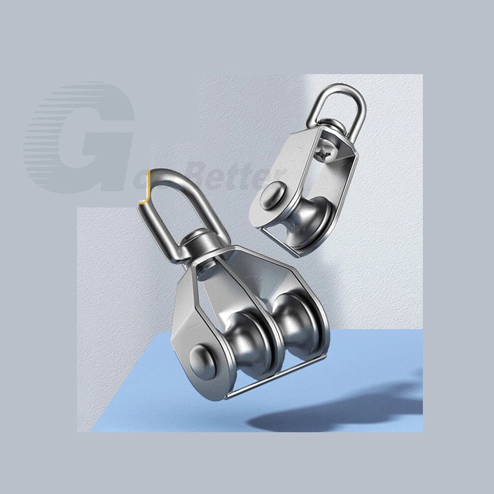 Lifting Rope Pulley Swivel Hanging Wire Towing Wheel Heavy Duty Stainless Steel