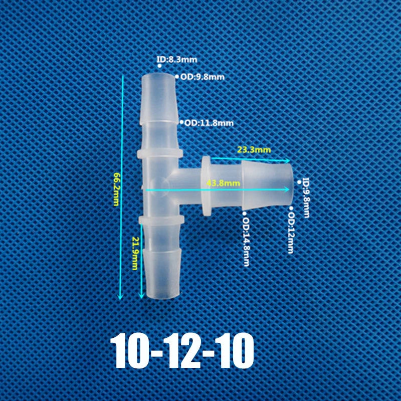 Plastic Tee Reducer Connector Barbed Pipe Hose Joiner Tube 3 Way Air Fuel Water