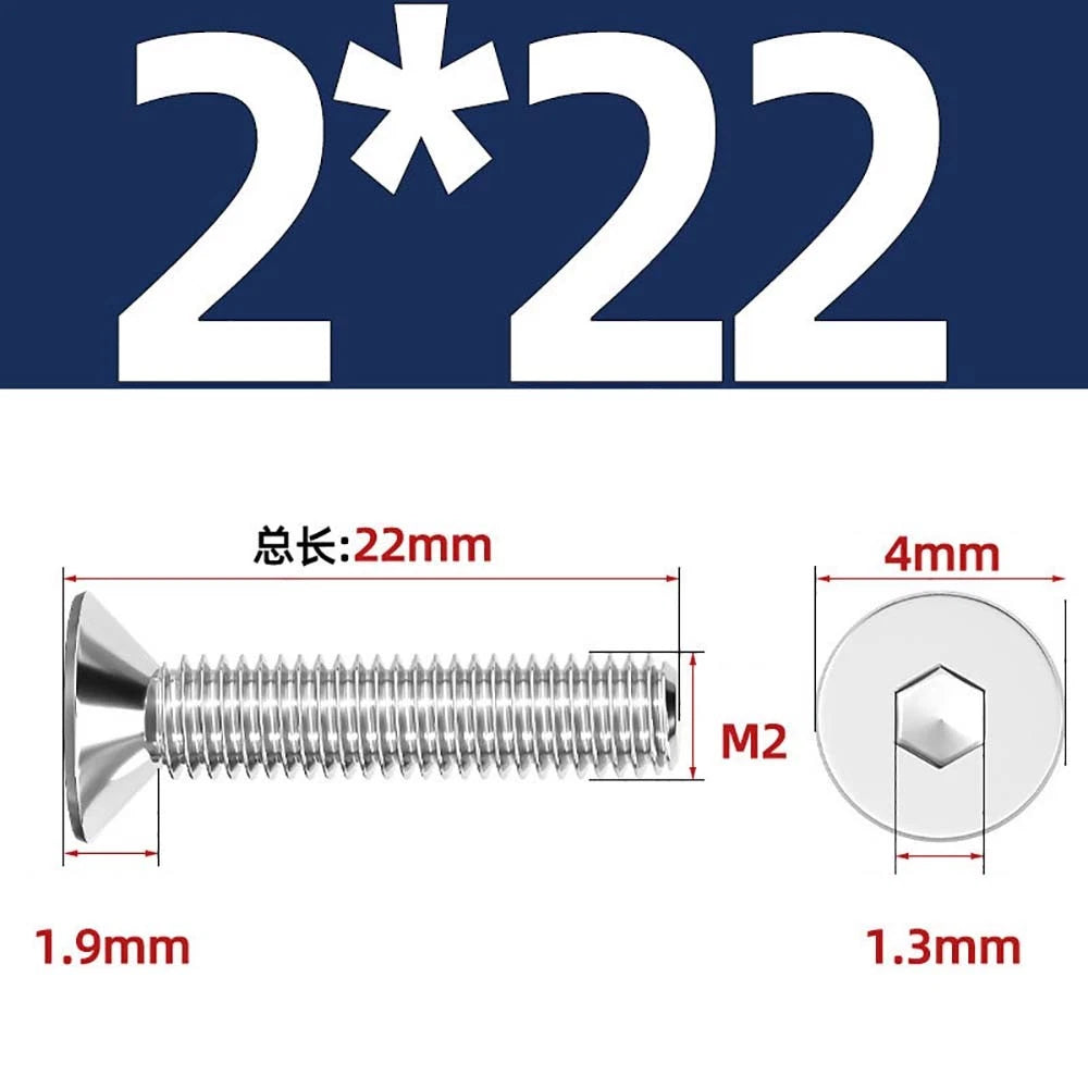Countersunk Hex Socket Screws – A2 Stainless Steel, M2 to M16, DIN 7991, Fully Threaded