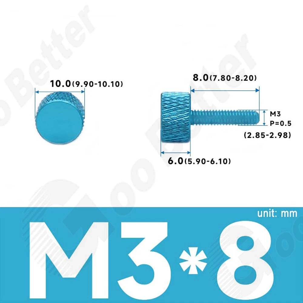 M3 M4 Knurled Thumb Screws – Aluminum Alloy Flat Head Hand Knob Bolts