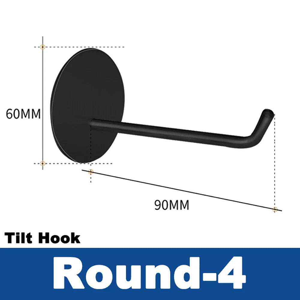 Stainless Steel Black Sticky Hooks Wall Mounted Self Adhesive Hook Round/Square