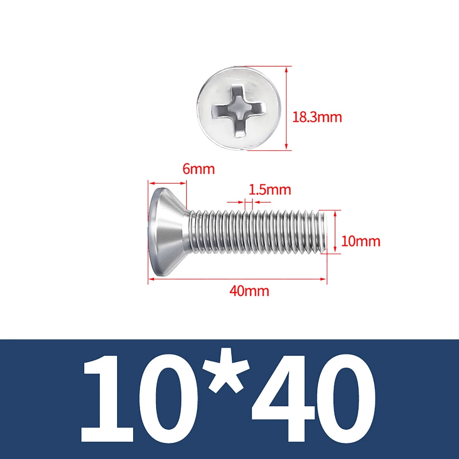 M3–M10 Phillips Countersunk Machine Screws – A2 Stainless Steel, Flat Head, Fully Threaded (3–100mm Overall Length)