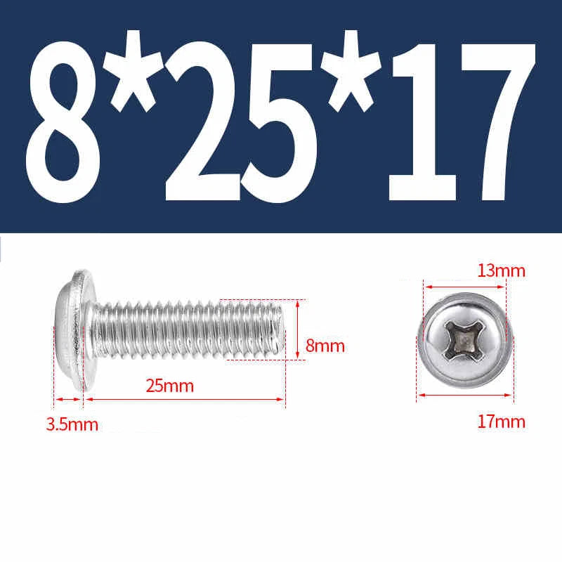 Phillips Flanged Pan Head Machine Screws – 304 / 316 Stainless Steel, Built‑in Washer (3–60mm Lengths)