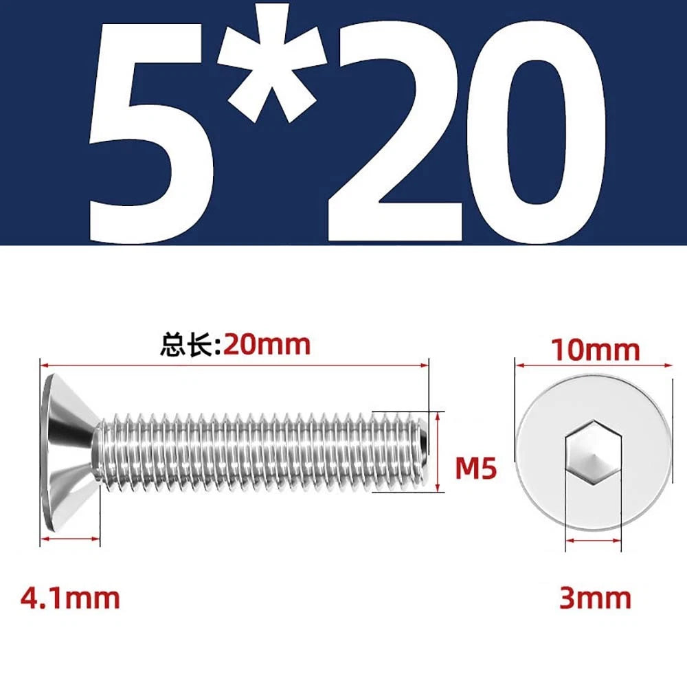 Countersunk Hex Socket Screws – A2 Stainless Steel, M2 to M16, DIN 7991, Fully Threaded