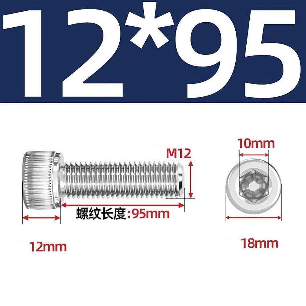 Socket Head Cap Screws – A2 Stainless Steel, M6 to M24, Hex Drive (DIN 912)