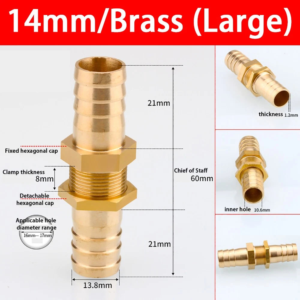 Copper Straight Hose Connector Double-Sided Female Thread