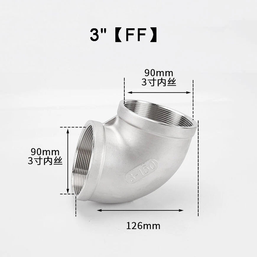 BSP 90° Elbow Pipe Fitting — 304/316 Stainless Steel, 1-1/4" to 4", FF / FM / MM