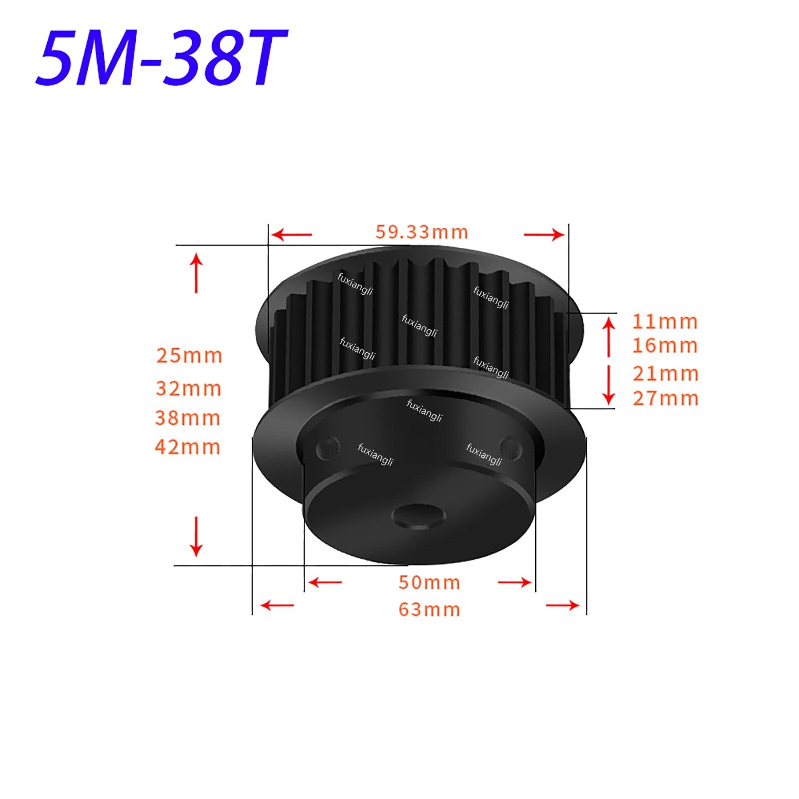 HTD-5M 14-60T Timing Belt Pulley CNC Drive Pitch 5mm Width 27mm BF-type 45#Steel