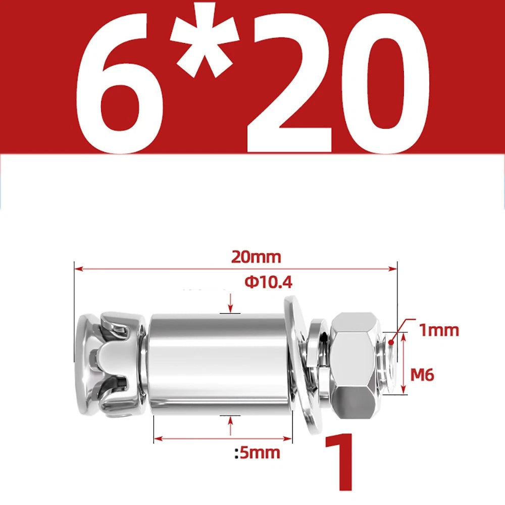 M6 M8 Stainless Steel Expansion Bolts for Marble & Concrete — 304 / 201 SS, 20–40mm