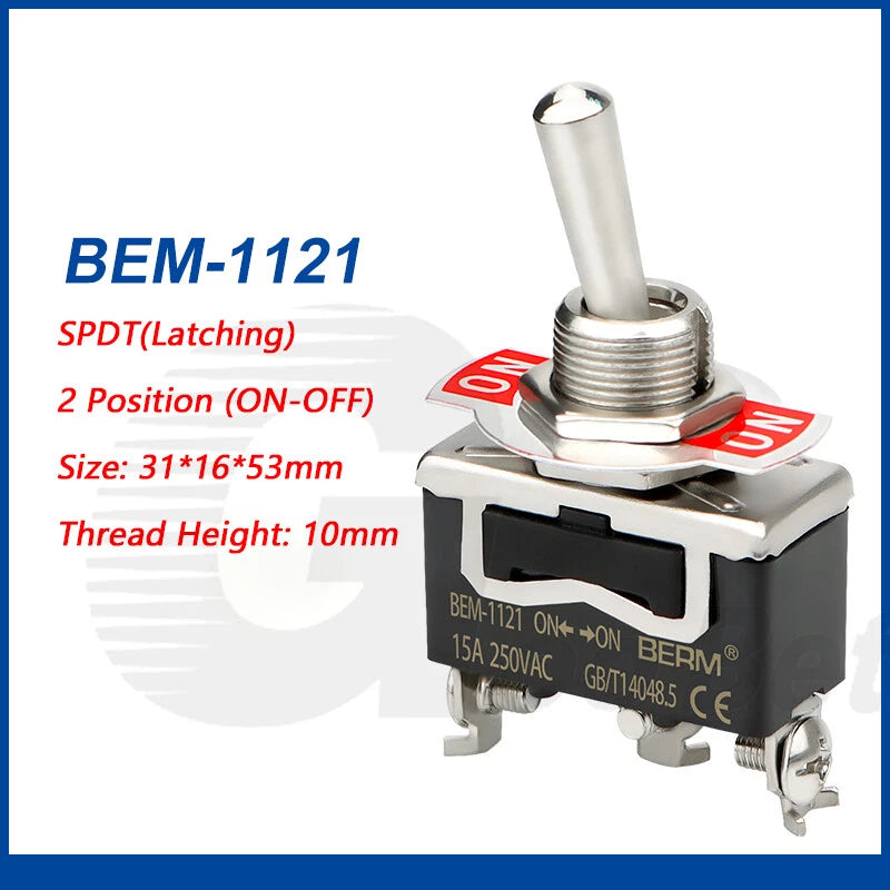Toggle Switch SPST SPDT DPST DPDT 250V AC 15A — E-TEN & BEM Series with Waterproof Cover