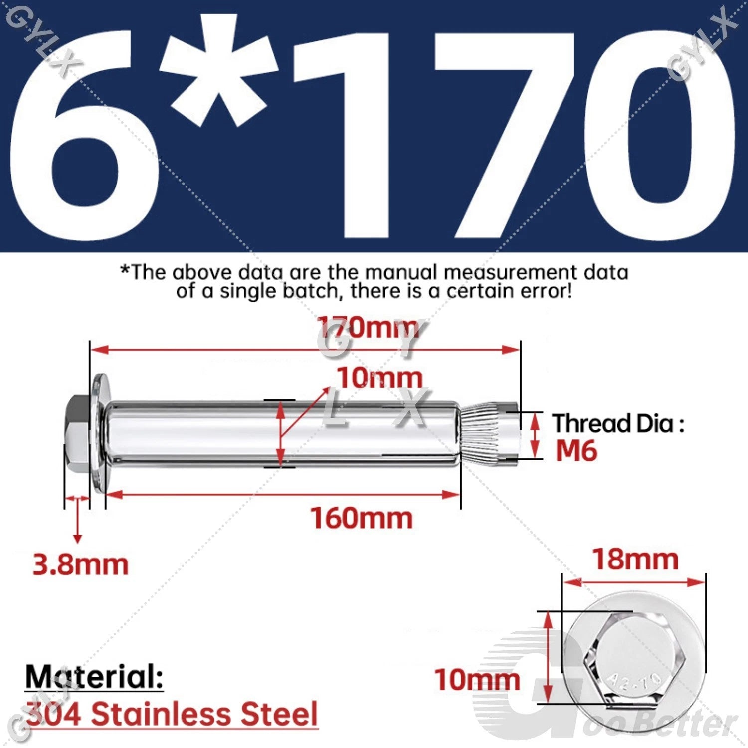Expansion Anchor Bolts for Masonry — M6 to M16, Stainless Steel & Zinc-Coated