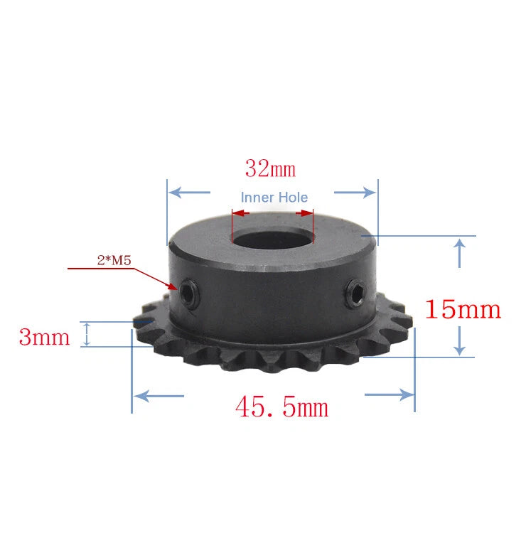 1/4"(6.35mm) Pitch 04C Roller Chain Sprockets 9T-24T Sprocket Wheel Bore 5-20mm