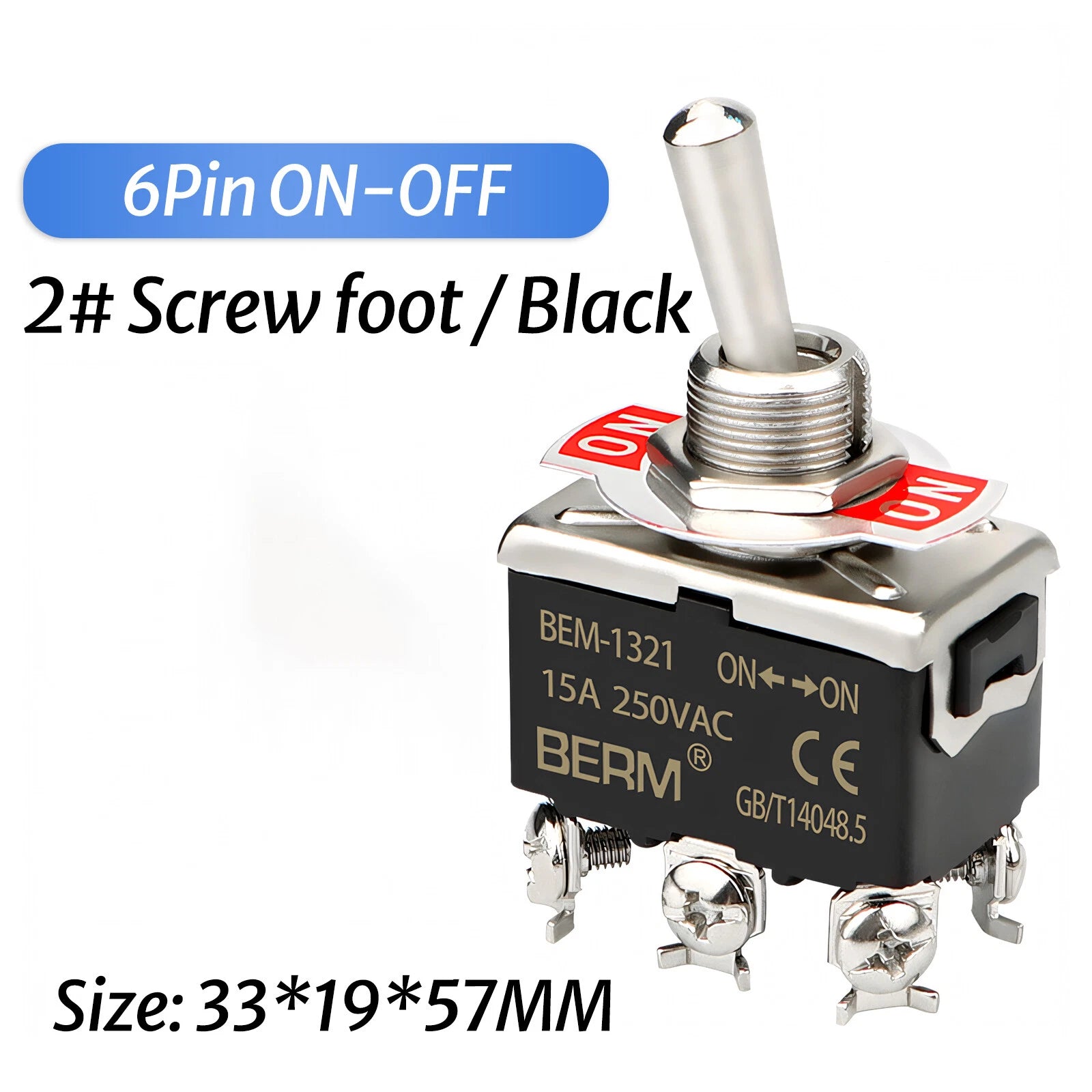 Waterproof Heavy Duty Toggle Switch ON-OFF / ON-OFF-ON | 2–6 Pin | 15A 250V