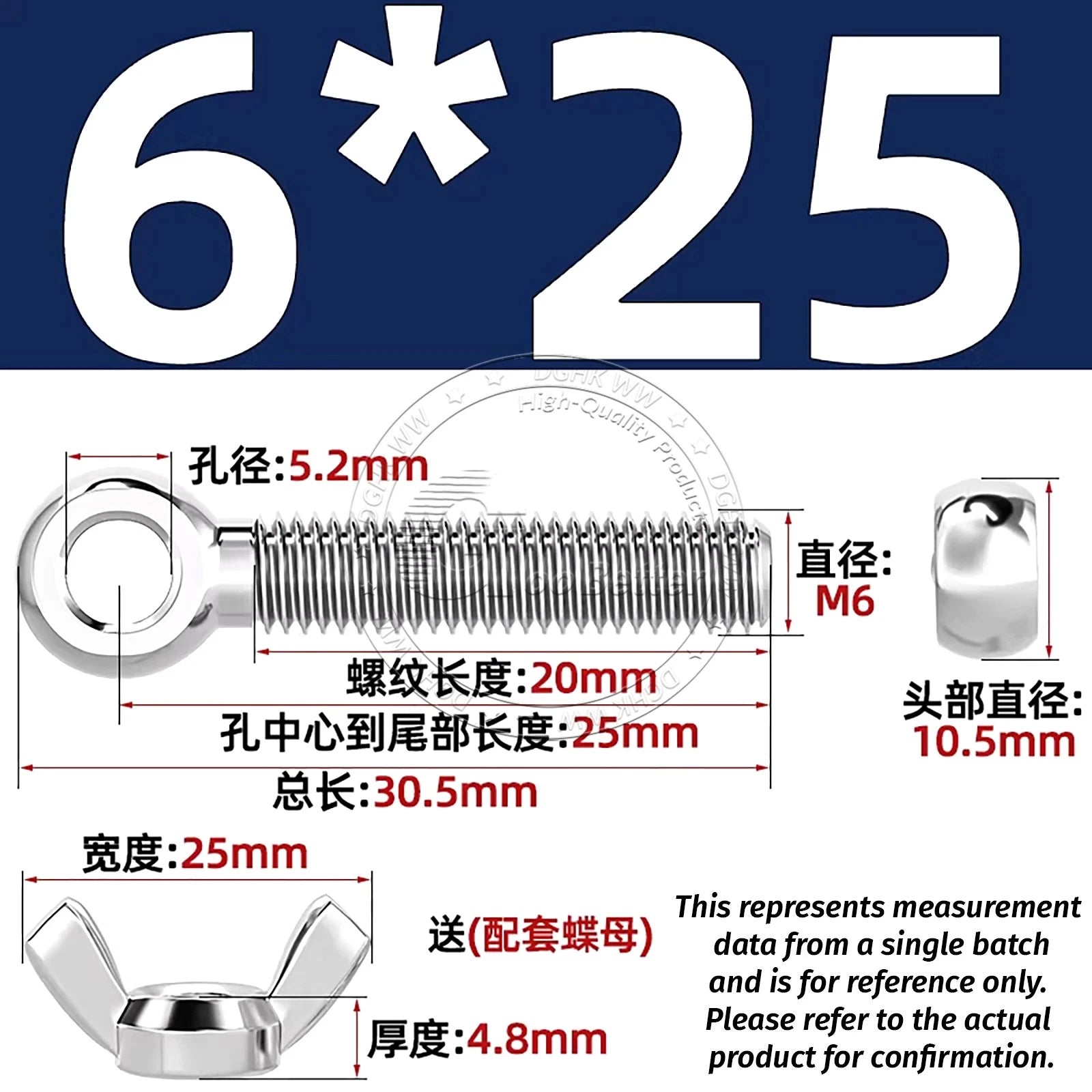 Eye Bolts with Nut — Forged Stainless Steel Threaded Ring Hanging Screws