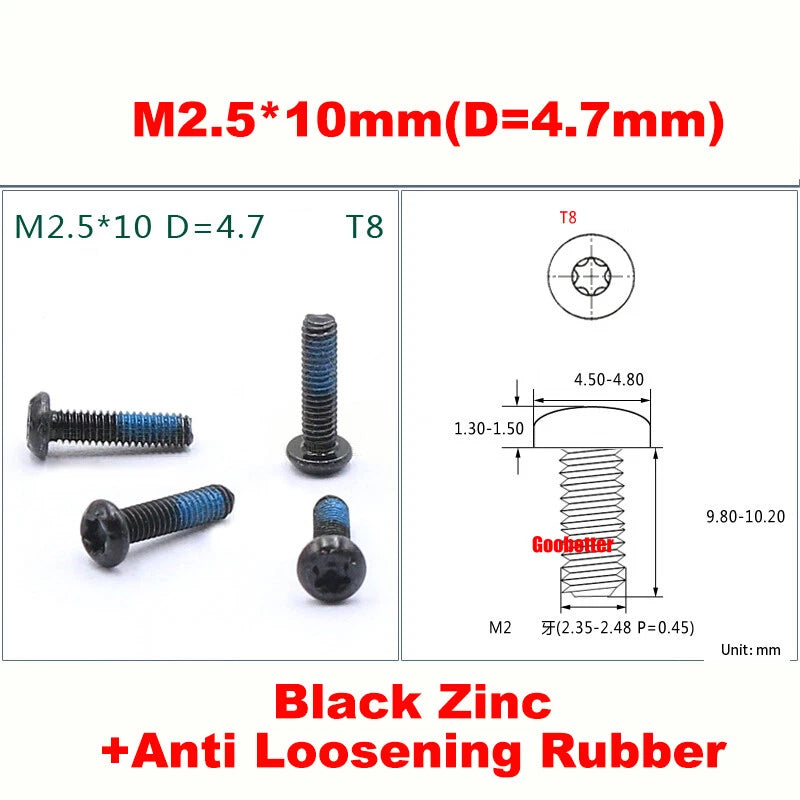 PM1.2–M5 Torx Pan Head Machine Screws – Carbon / 304 Stainless Steel, Micro Plum Round Head Bolts