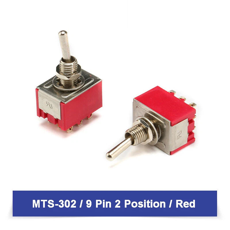 MTS Series Toggle Switch SPDT — 3/6/9/12 Pin, 2/3 Position, ON-ON & Momentary, AC 2A 250V 5A 120V