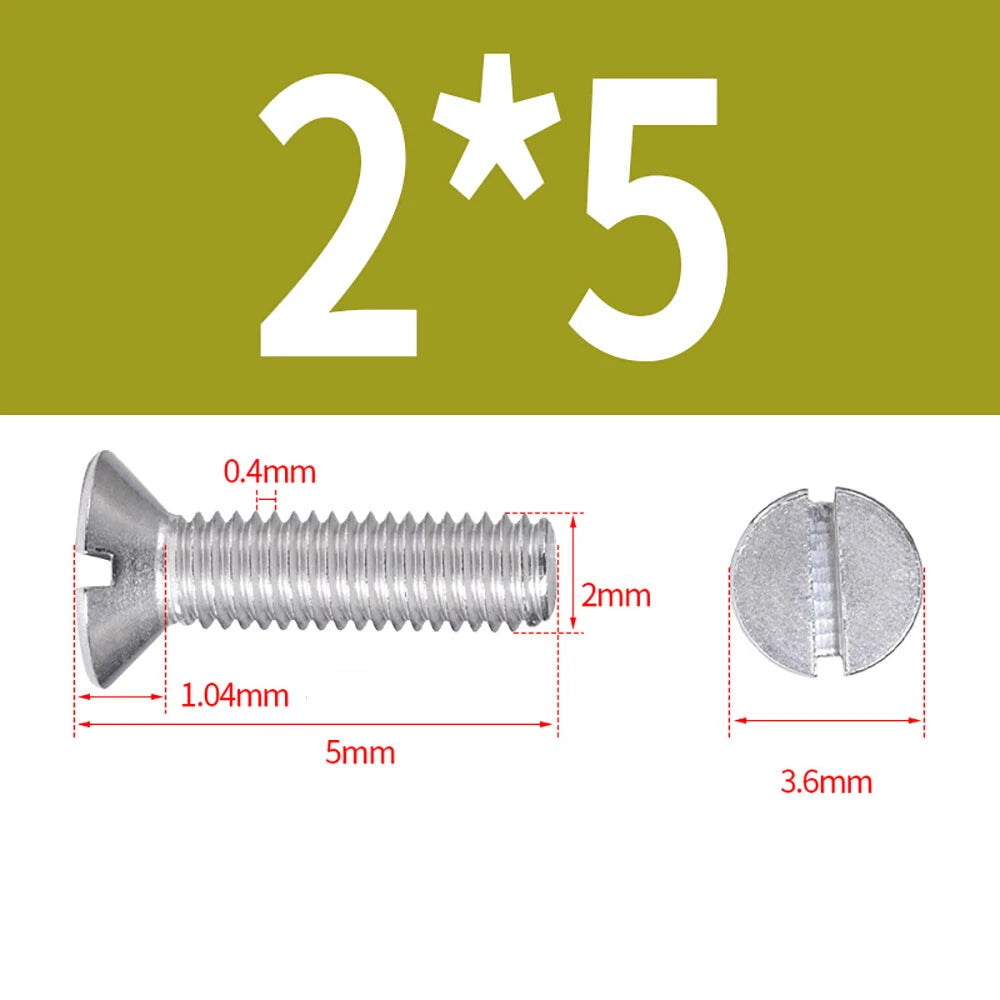 M1.6–M8 A2 Stainless Steel Flat Head Slotted Machine Screws | Countersunk Bolts