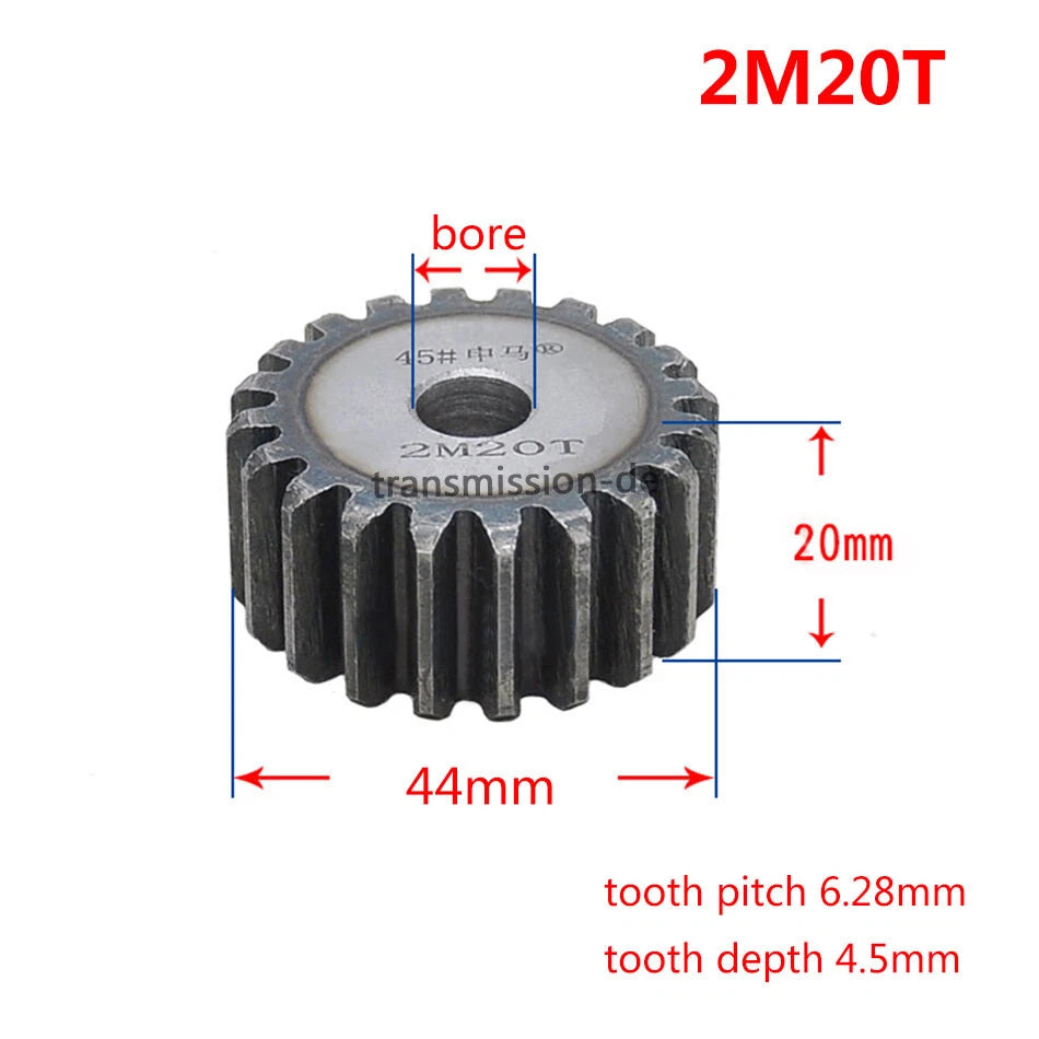 Mod 2/2.5/3/4/5 Spur Gear 10T-63T 45# Steel Pinion Gear Metal Gear Thick 20-40mm