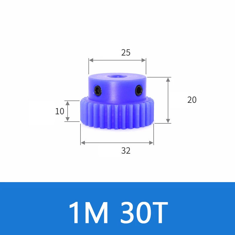 Blue Nylon Spur Gears 1/1.5/2/3Mod Transmission Gear 12-60T With Step Motor Gear