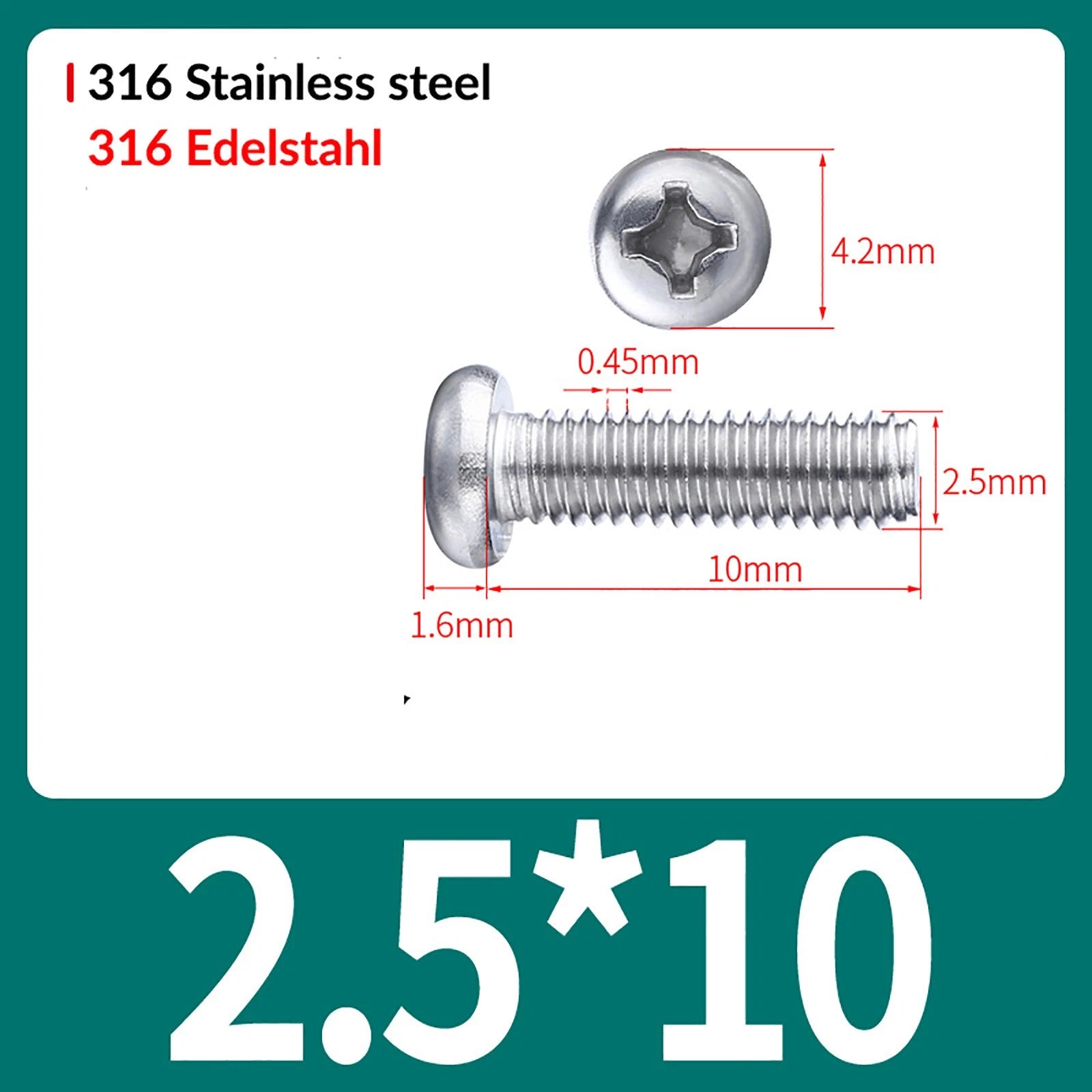 M2 M3 M4 M5 M6 M8 A4 Stainless Steel Phillips Pan Head Machine Screws – DIN 7985, Fully Threaded (4–80mm)