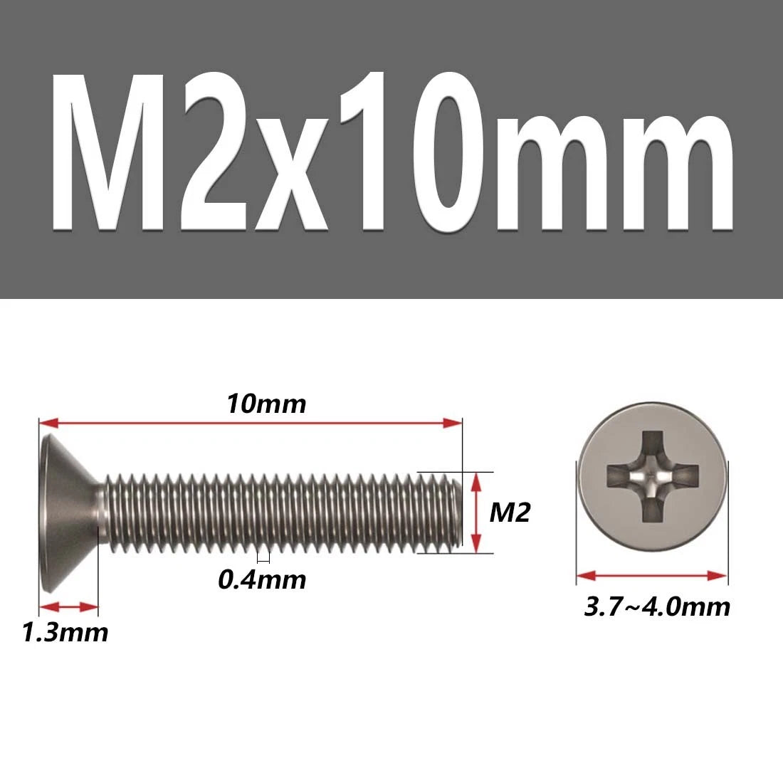 M1.6–M6 Titanium Phillips Countersunk Flat Head Screws – TA2 / Grade 2, Fully Threaded (4–50mm)