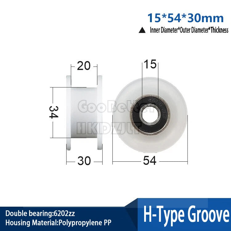 U-V-H Groove Nylon Pulley Wheel Bearing Embedded Guiding Rail Sliding Door