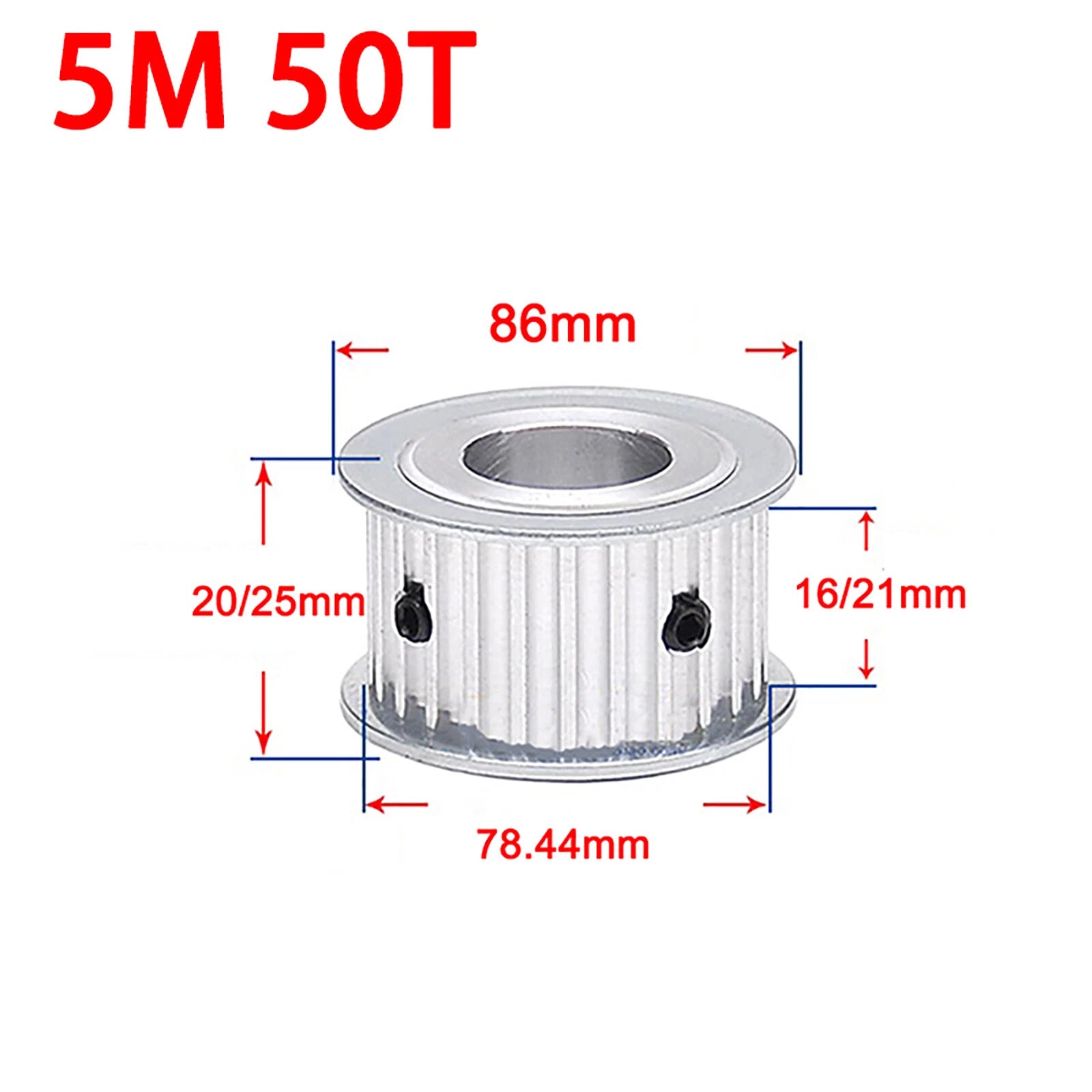5M Timing Belt Pulley Drive Pulley Through Hole 10T -100 Tooth 21mm Width For 3D