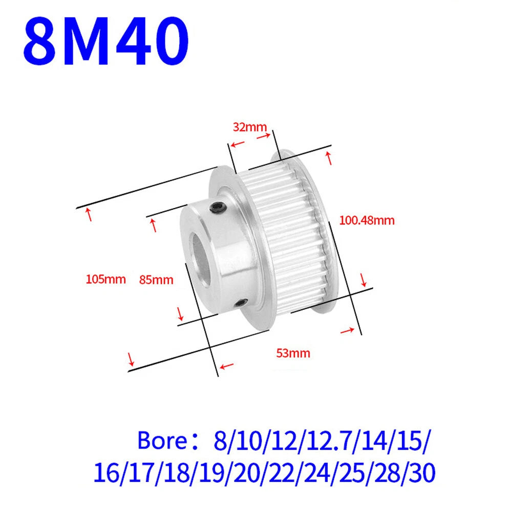 HTD-8M 12T-60T Timing Belt Pulley Pitch 8mm BF-type CNC Drive Pulleys Width 32mm