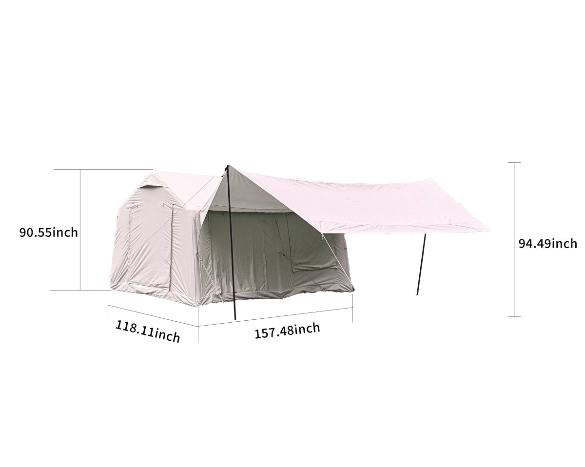 9.8 x13ft with canopy, Inflatable Camping Tents with Hand Pump, Air Glamping Tents, Easy Setup Waterproof and Windproof Blow up Tent Beige - HomeDIYer
