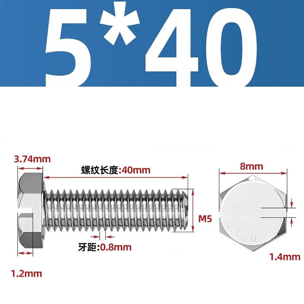 External Hex Slotted Machine Screws – A2 Stainless Steel, M4 to M16, Fully Threaded