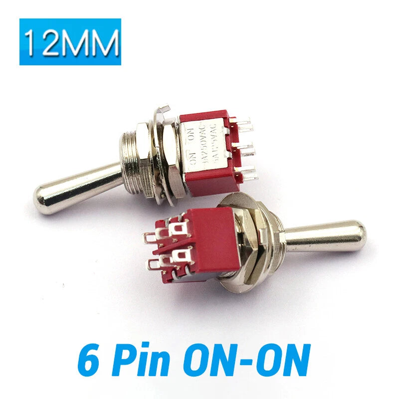 Mini Toggle Switch ON-ON ON-OFF-ON ON-NC Solder Lug 3 6 9 12 Pin | Self-Locking & Momentary