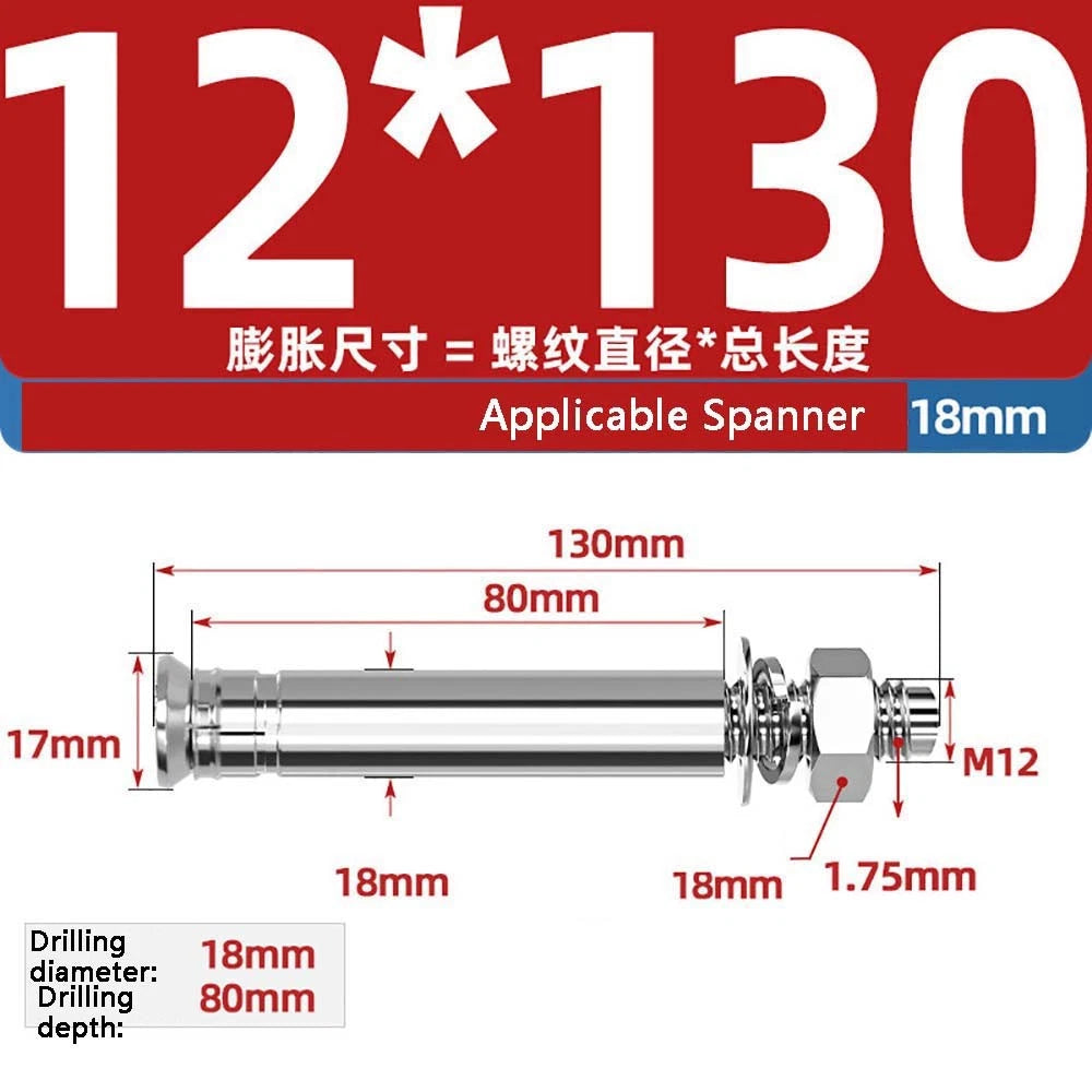 Stainless Steel Expansion Anchor Bolts — M8 to M20, 201 & 304, A/B Type