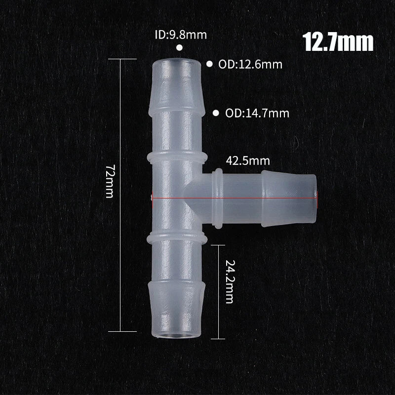 Plastic Connector Barbed Pipe Hose T Piece Joiner Tubing Air Fuel Water 3 Way