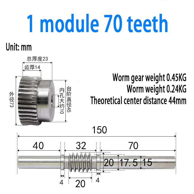 1/1.5/2/2.5/3/4 Module 15T to 100T Gear Steel Worm Wheel Gear & Worm Gear Shaft